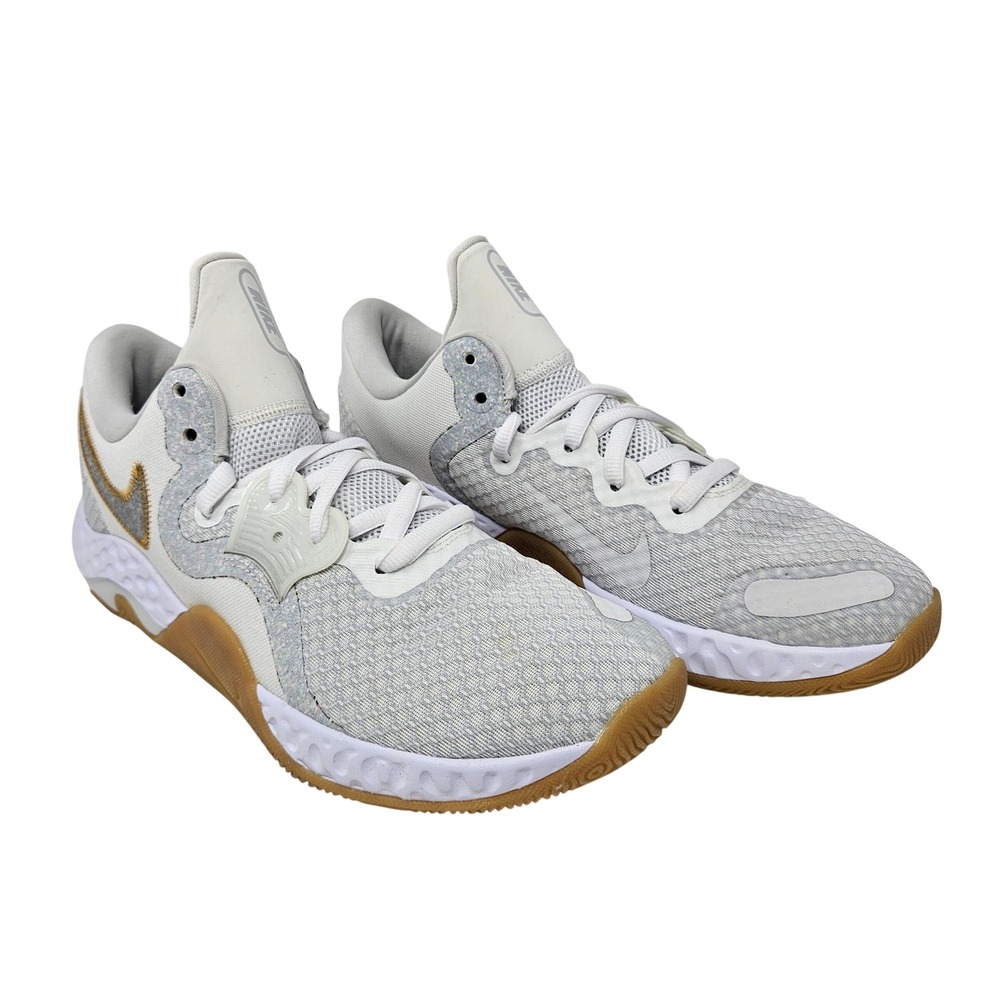 Nike Renew Elevate 2 Mens Basketball Shoes White Grey Gold CW3406-100 Size 12